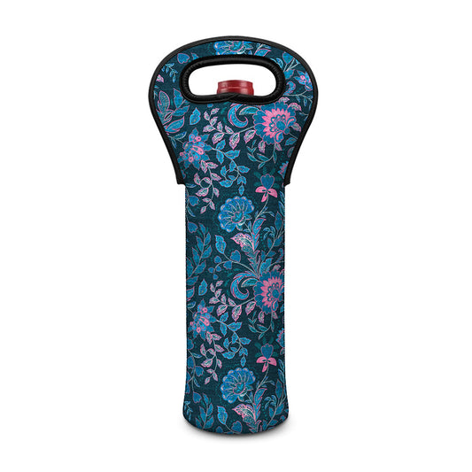 Bohemian Denim Jeans Pattern Print Single Neoprene Wine Tote