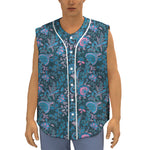 Bohemian Denim Jeans Pattern Print Sleeveless Baseball Jersey
