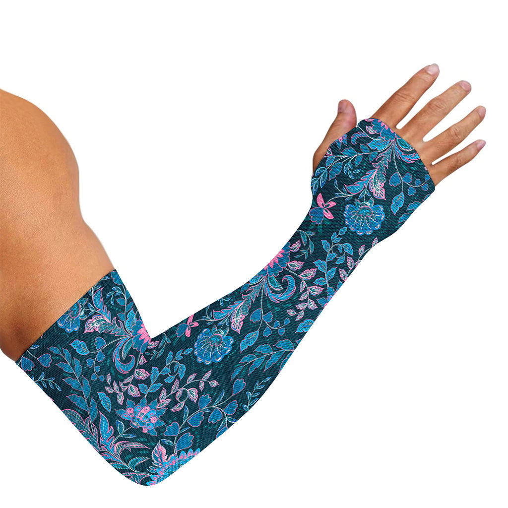 Bohemian Denim Jeans Pattern Print Sun Protection Arm Sleeves