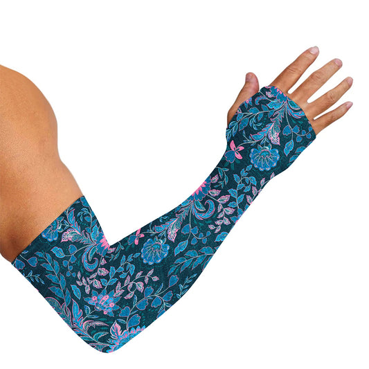 Bohemian Denim Jeans Pattern Print Sun Protection Arm Sleeves