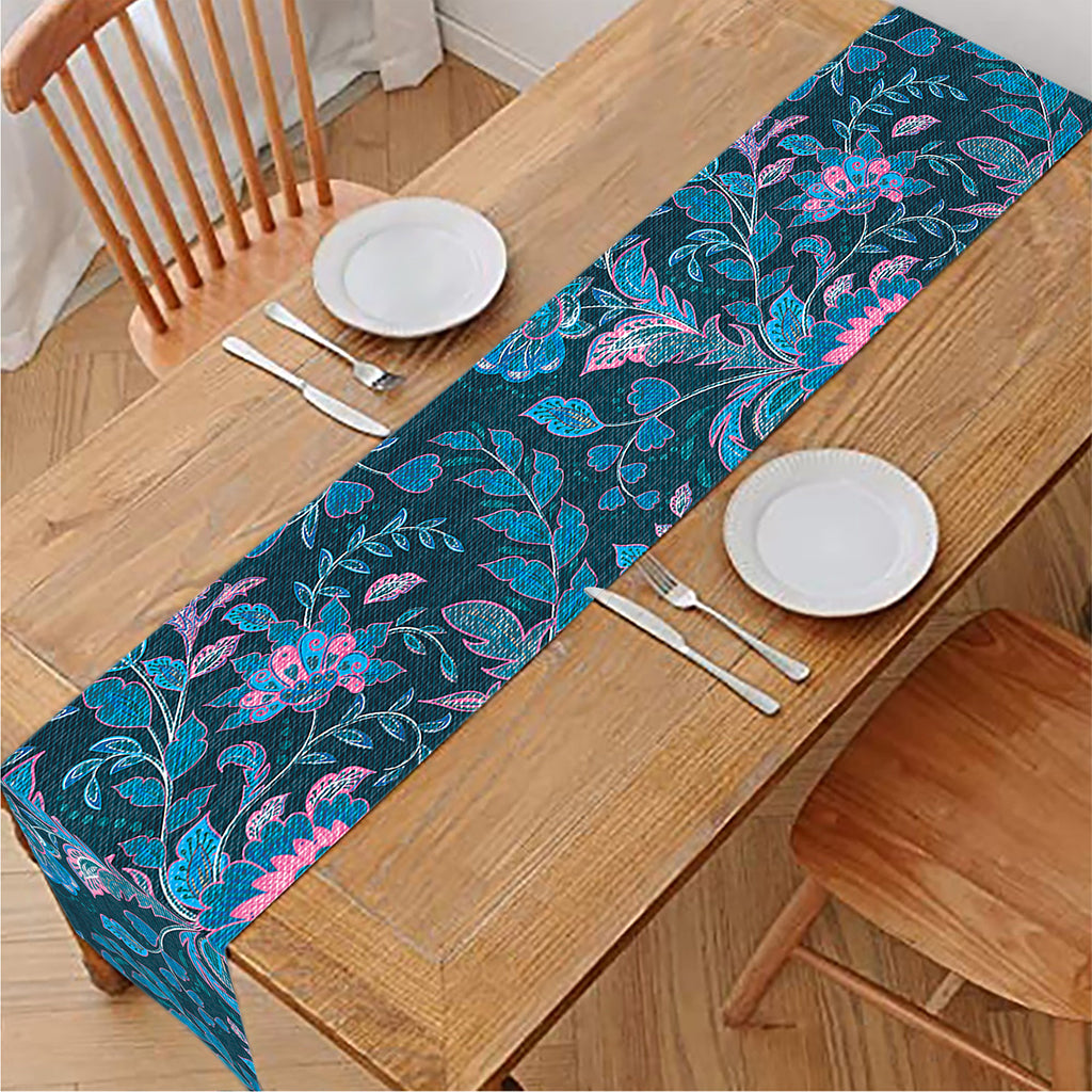 Bohemian Denim Jeans Pattern Print Table Runner