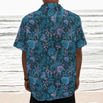 Bohemian Denim Jeans Pattern Print Textured Short Sleeve Shirt