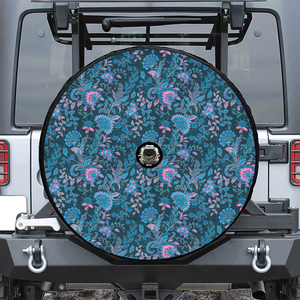 Bohemian Denim Jeans Pattern Print Tire Cover With Camera Hole