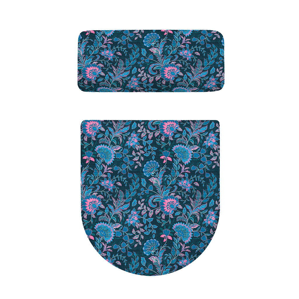 Bohemian Denim Jeans Pattern Print Toilet Lid And Tank Cover Set
