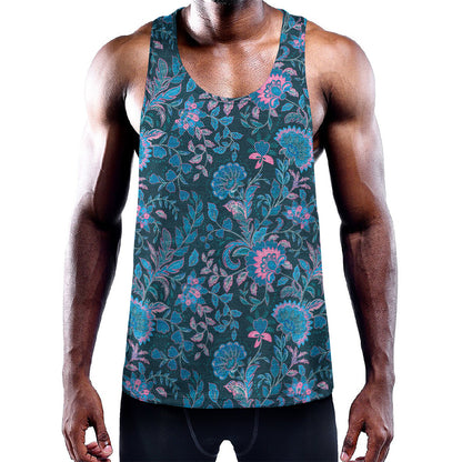 Bohemian Denim Jeans Pattern Print Training Tank Top