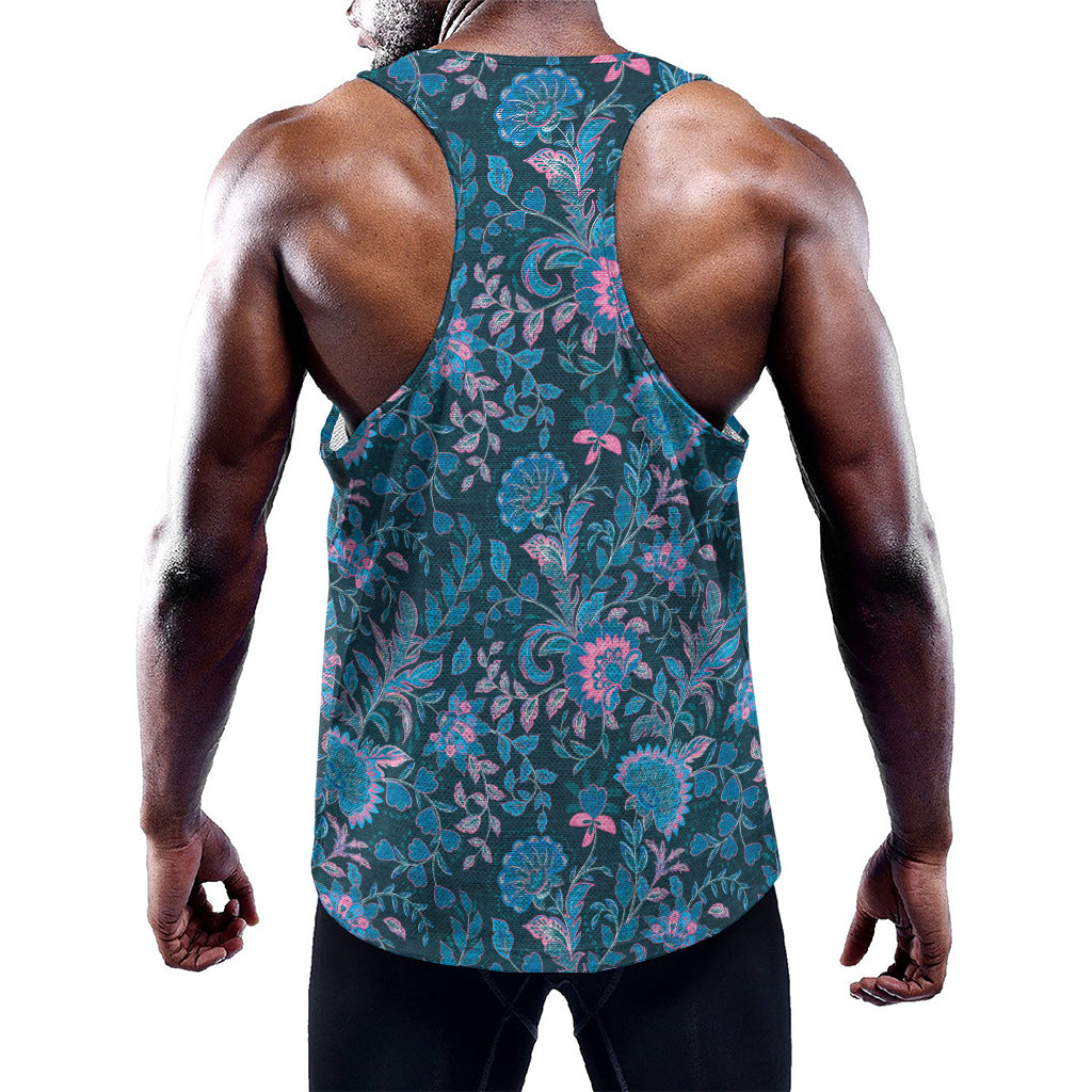 Bohemian Denim Jeans Pattern Print Training Tank Top