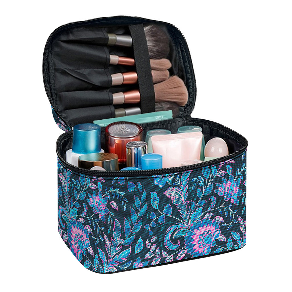 Bohemian Denim Jeans Pattern Print Travel Makeup Bag