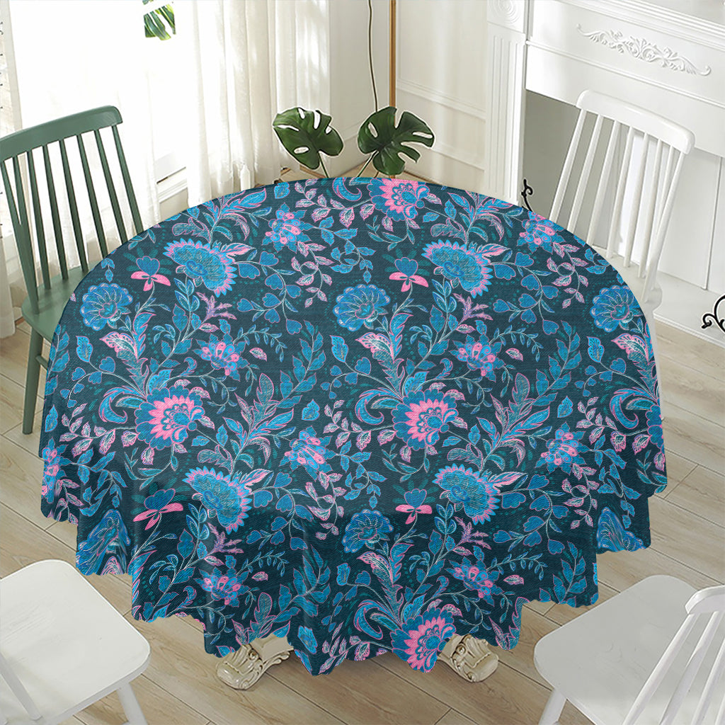 Bohemian Denim Jeans Pattern Print Waterproof Round Tablecloth