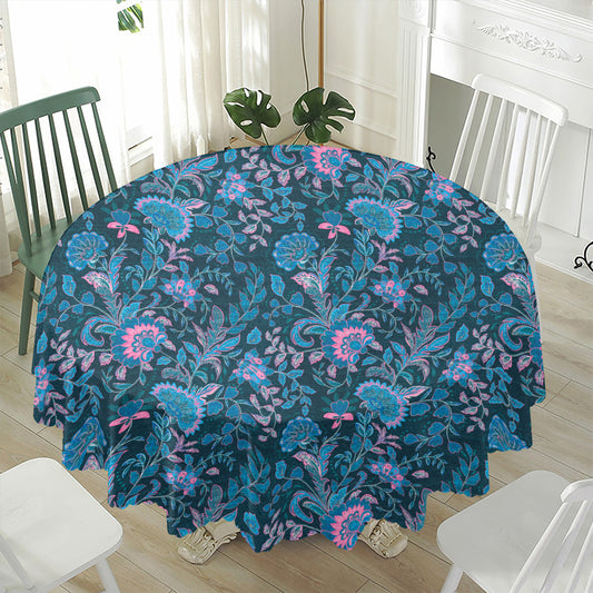 Bohemian Denim Jeans Pattern Print Waterproof Round Tablecloth