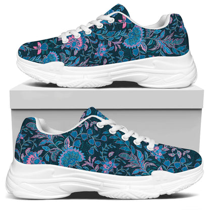 Bohemian Denim Jeans Pattern Print White Chunky Shoes