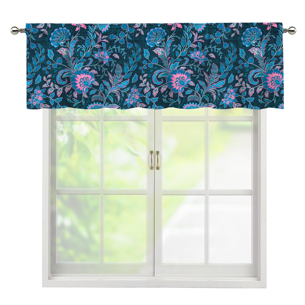Bohemian Denim Jeans Pattern Print Window Valance