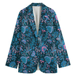 Bohemian Denim Jeans Pattern Print Women's Blazer