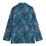 Bohemian Denim Jeans Pattern Print Women's Blazer