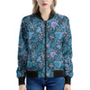 Bohemian Denim Jeans Pattern Print Women's Bomber Jacket