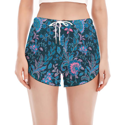 Bohemian Denim Jeans Pattern Print Women's Split Running Shorts