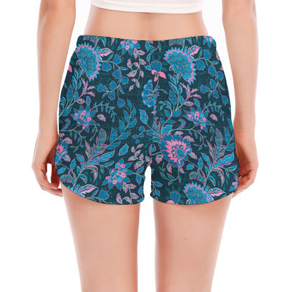 Bohemian Denim Jeans Pattern Print Women's Split Running Shorts