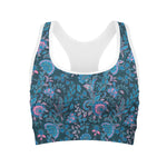 Bohemian Denim Jeans Pattern Print Women's Sports Bra