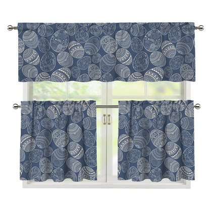 Bohemian Easter Eggs Pattern Print 3 Piece Kitchen Curtains