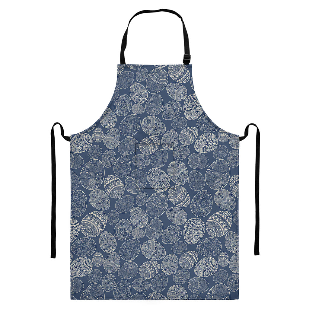 Bohemian Easter Eggs Pattern Print Bib Apron With Pocket