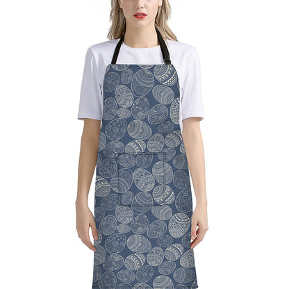 Bohemian Easter Eggs Pattern Print Bib Apron With Pocket