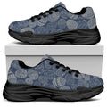Bohemian Easter Eggs Pattern Print Black Chunky Shoes
