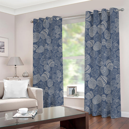 Bohemian Easter Eggs Pattern Print Blackout Grommet Curtains