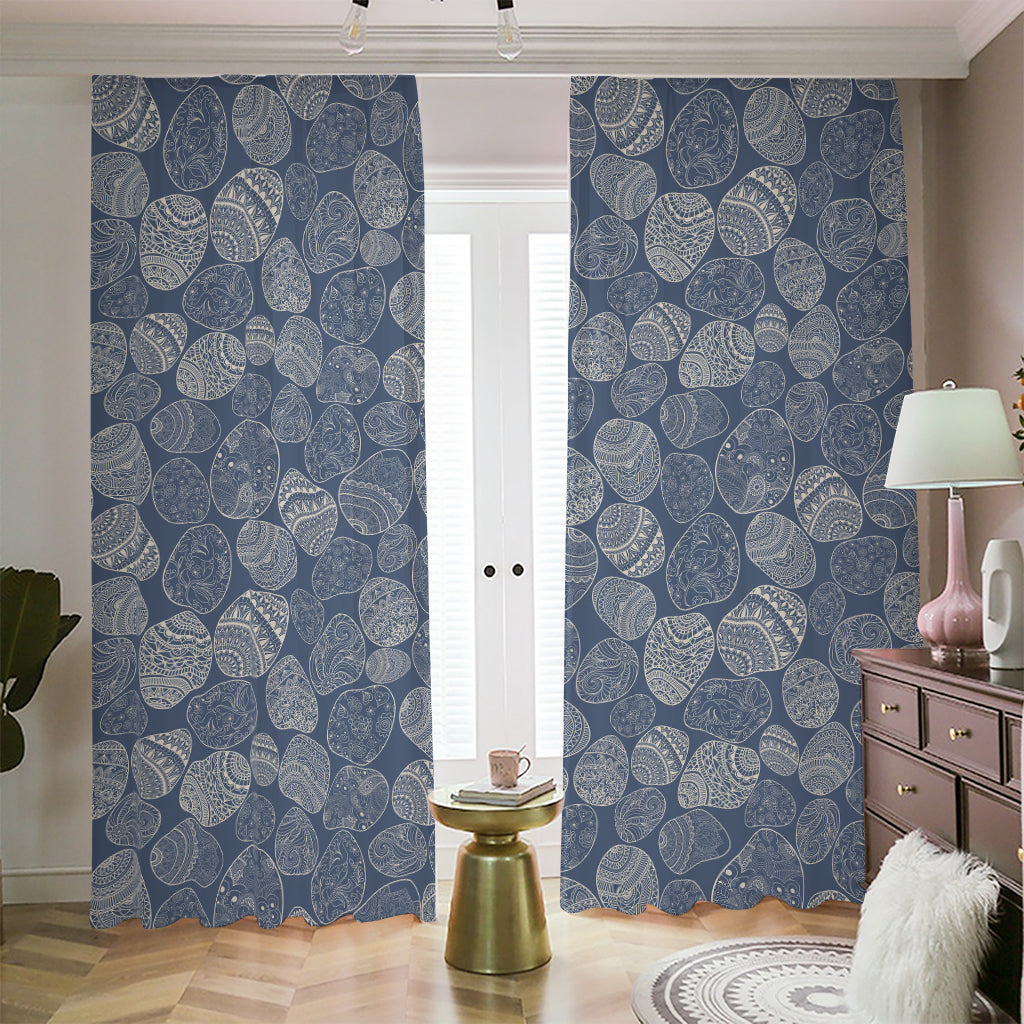 Bohemian Easter Eggs Pattern Print Blackout Pencil Pleat Curtains