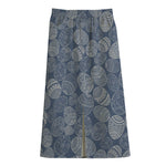 Bohemian Easter Eggs Pattern Print Cotton Front Slit Maxi Skirt