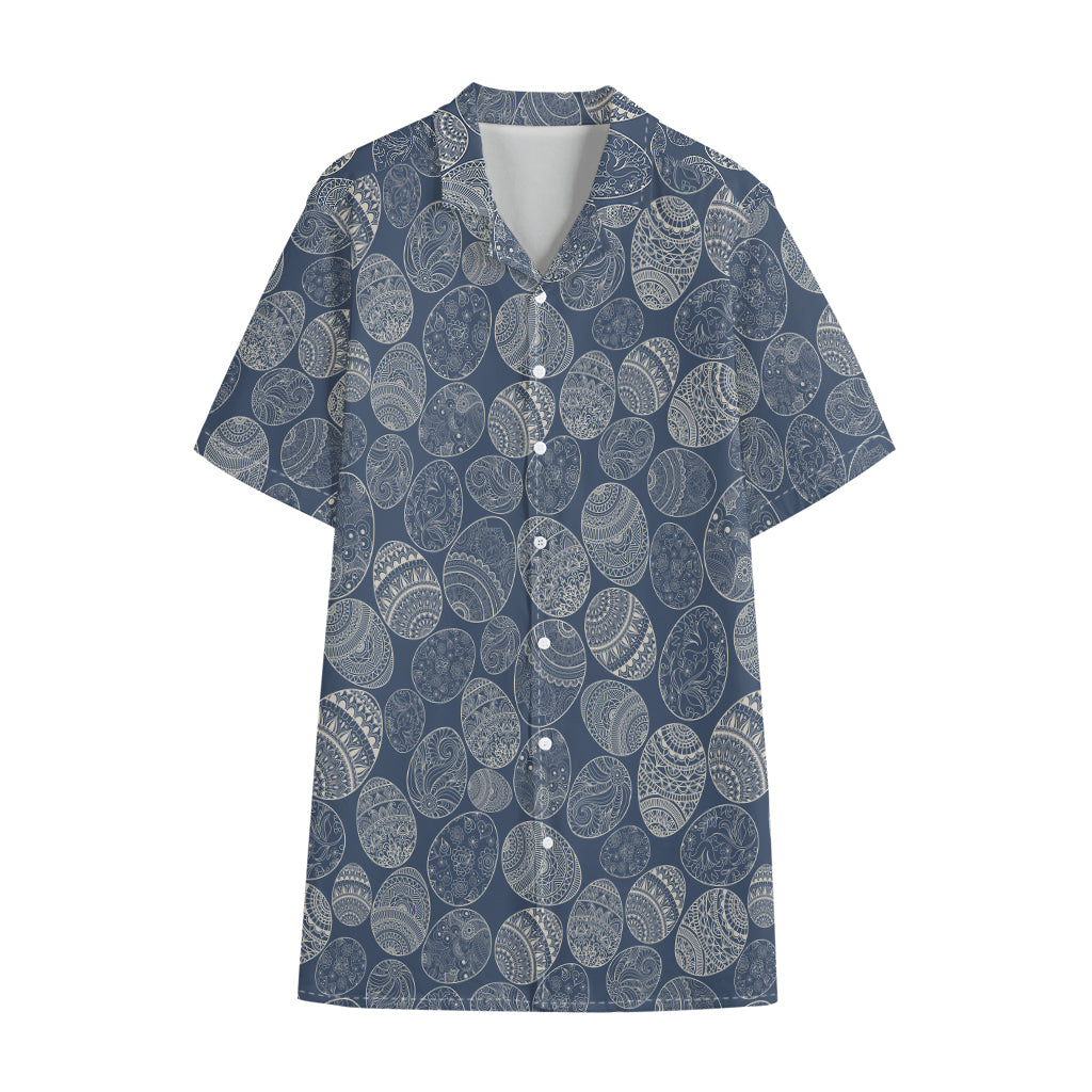 Bohemian Easter Eggs Pattern Print Cotton Hawaiian Shirt