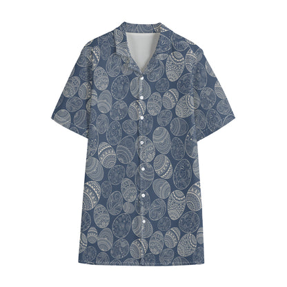 Bohemian Easter Eggs Pattern Print Cotton Hawaiian Shirt