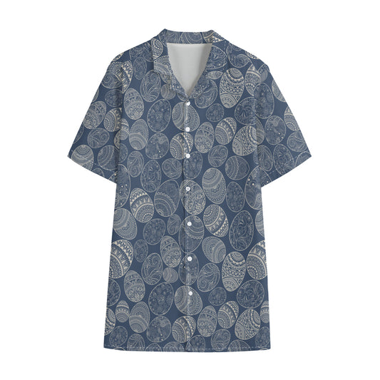 Bohemian Easter Eggs Pattern Print Cotton Hawaiian Shirt