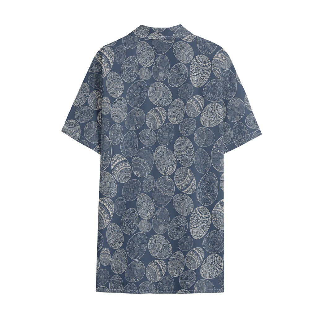 Bohemian Easter Eggs Pattern Print Cotton Hawaiian Shirt