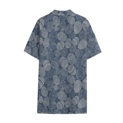 Bohemian Easter Eggs Pattern Print Cotton Hawaiian Shirt