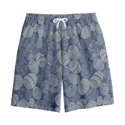 Bohemian Easter Eggs Pattern Print Cotton Shorts
