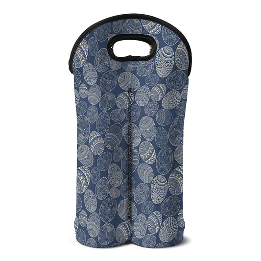 Bohemian Easter Eggs Pattern Print Double Neoprene Wine Tote