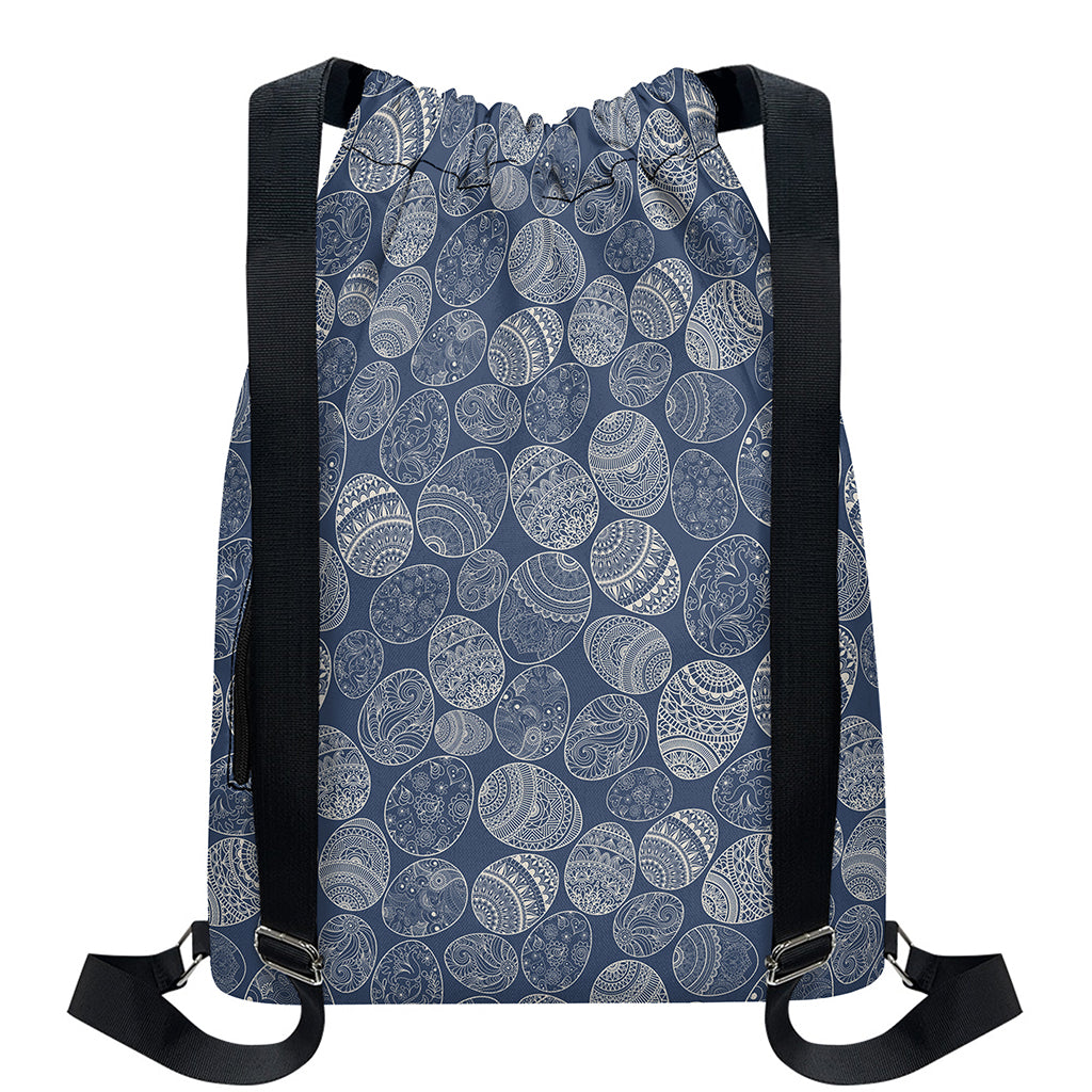 Bohemian Easter Eggs Pattern Print Drawstring Backpack