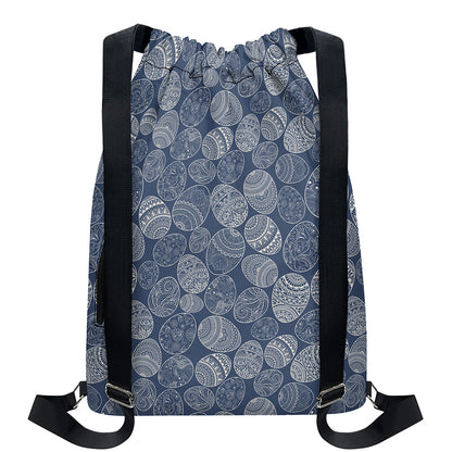 Bohemian Easter Eggs Pattern Print Drawstring Backpack