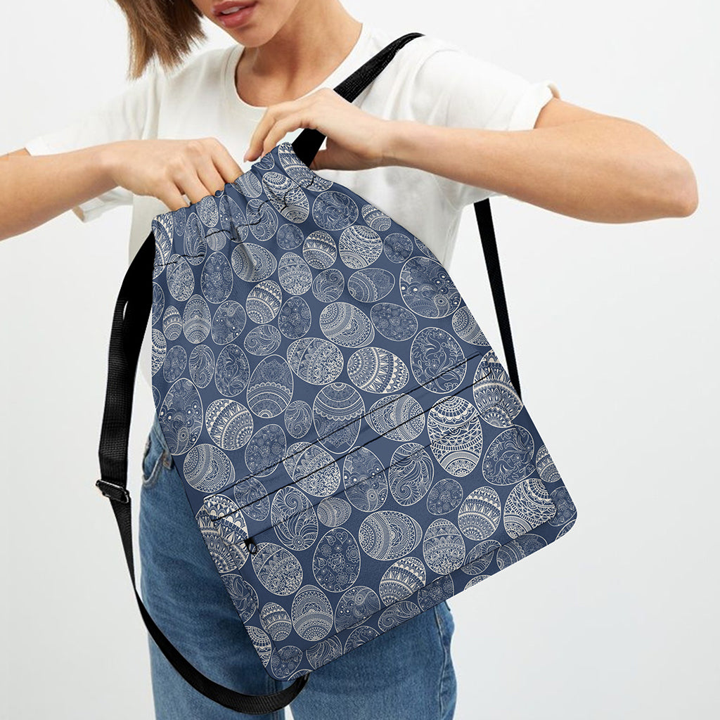 Bohemian Easter Eggs Pattern Print Drawstring Backpack
