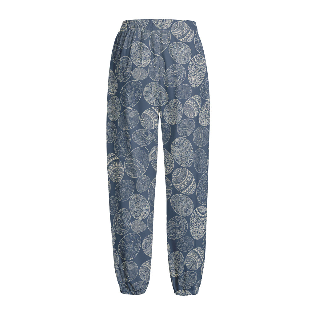 Bohemian Easter Eggs Pattern Print Fleece Lined Knit Pants