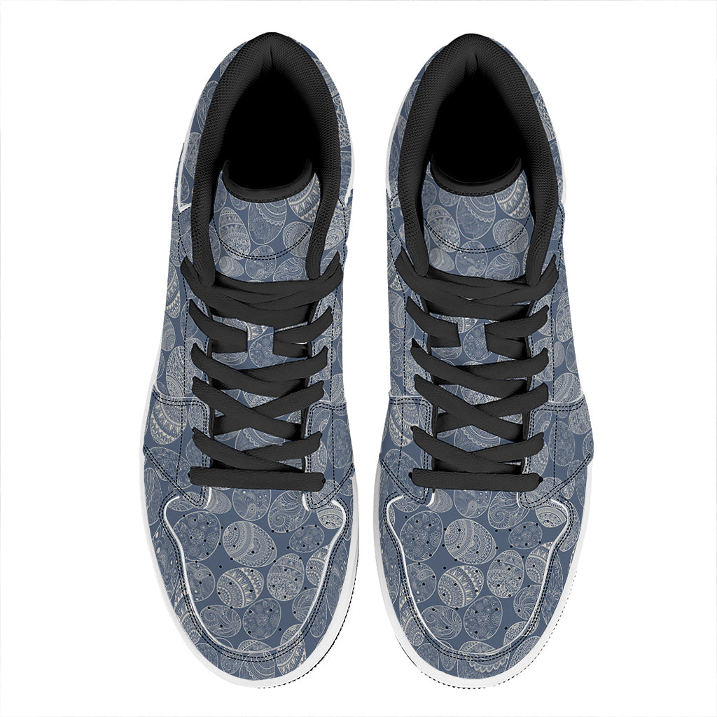 Bohemian Easter Eggs Pattern Print High Top Leather Sneakers