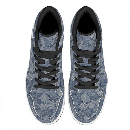 Bohemian Easter Eggs Pattern Print High Top Leather Sneakers