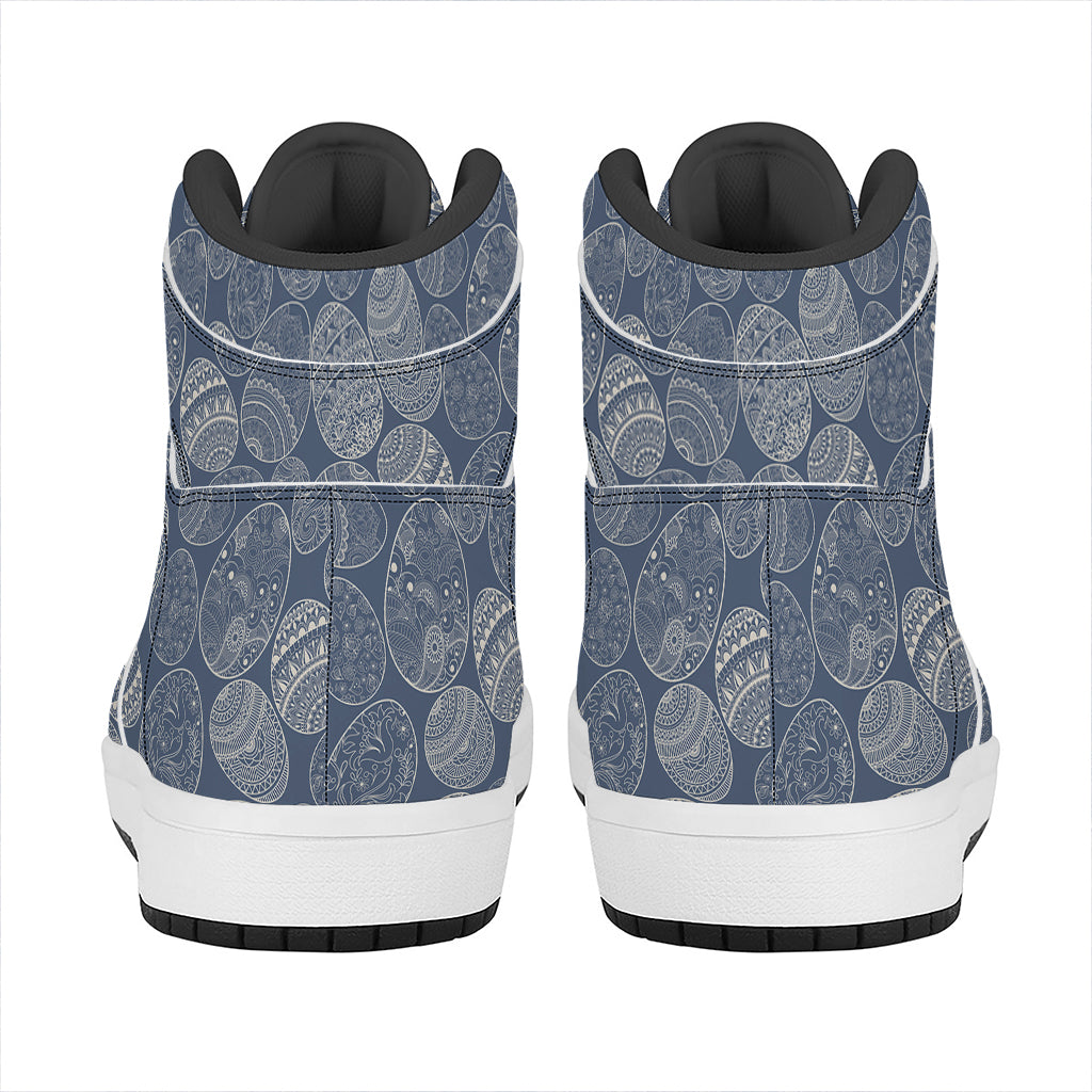 Bohemian Easter Eggs Pattern Print High Top Leather Sneakers