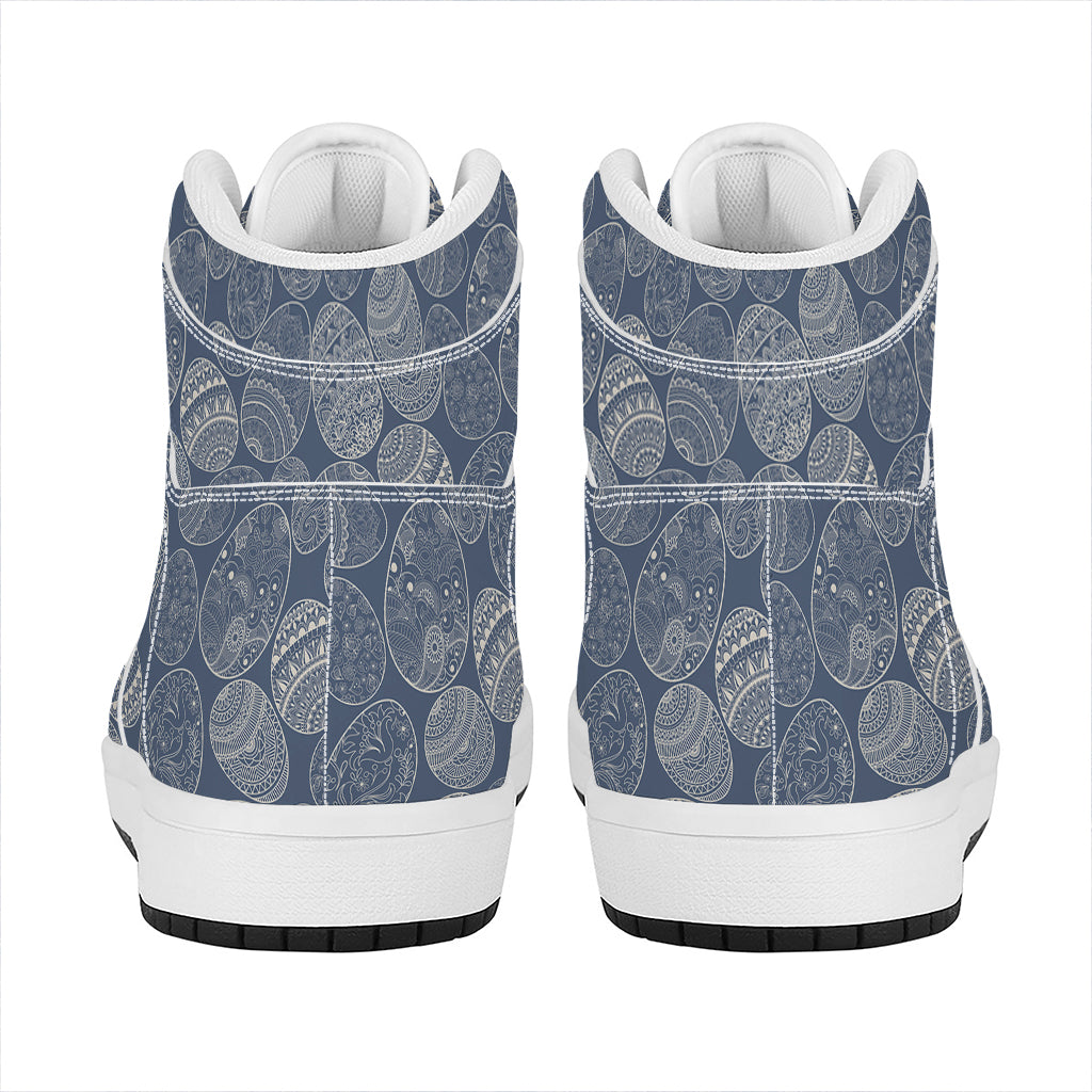 Bohemian Easter Eggs Pattern Print High Top Leather Sneakers