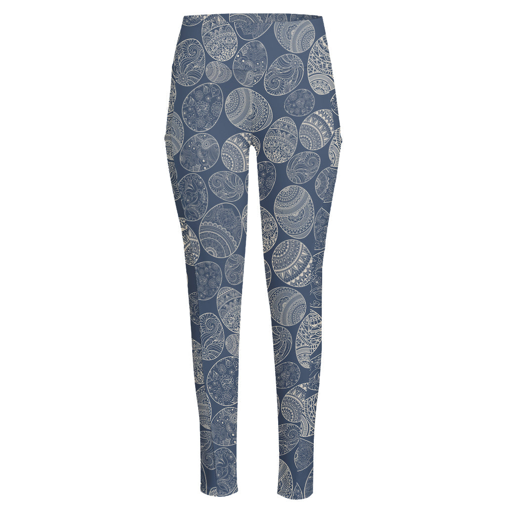 Bohemian Easter Eggs Pattern Print High-Waisted Pocket Leggings