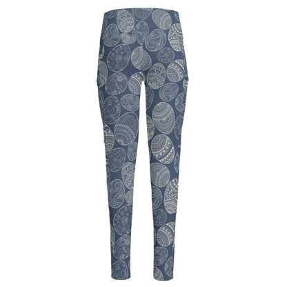 Bohemian Easter Eggs Pattern Print High-Waisted Pocket Leggings