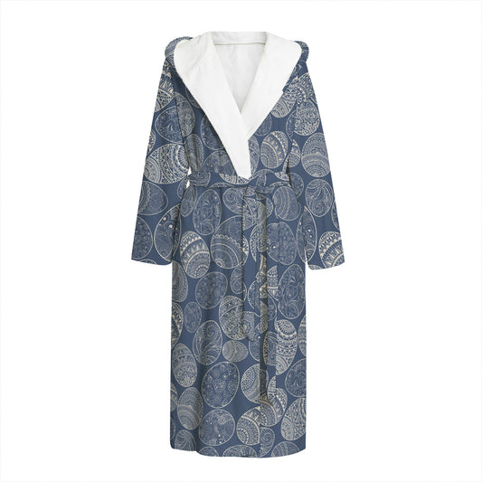 Bohemian Easter Eggs Pattern Print Hooded Bathrobe