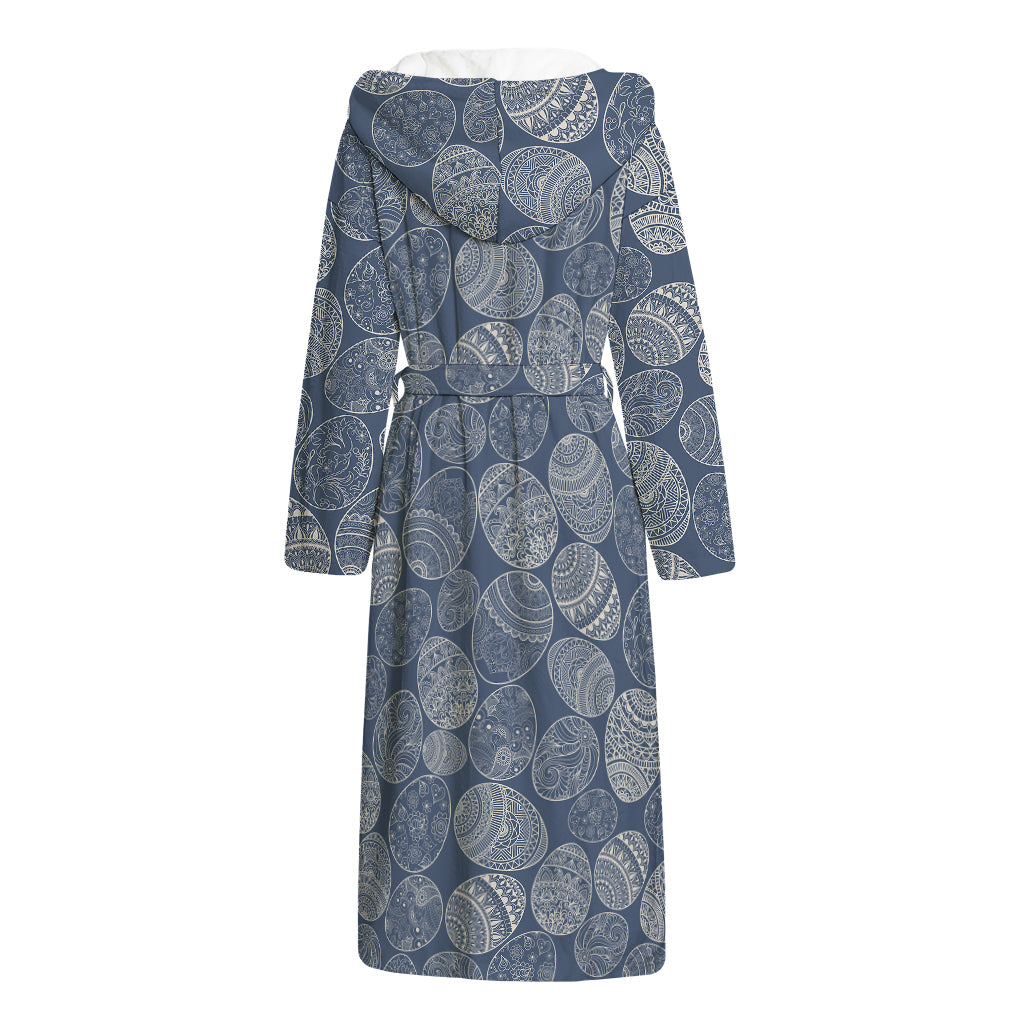 Bohemian Easter Eggs Pattern Print Hooded Bathrobe