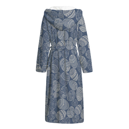 Bohemian Easter Eggs Pattern Print Hooded Bathrobe