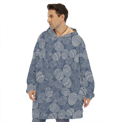 Bohemian Easter Eggs Pattern Print Hoodie Blanket