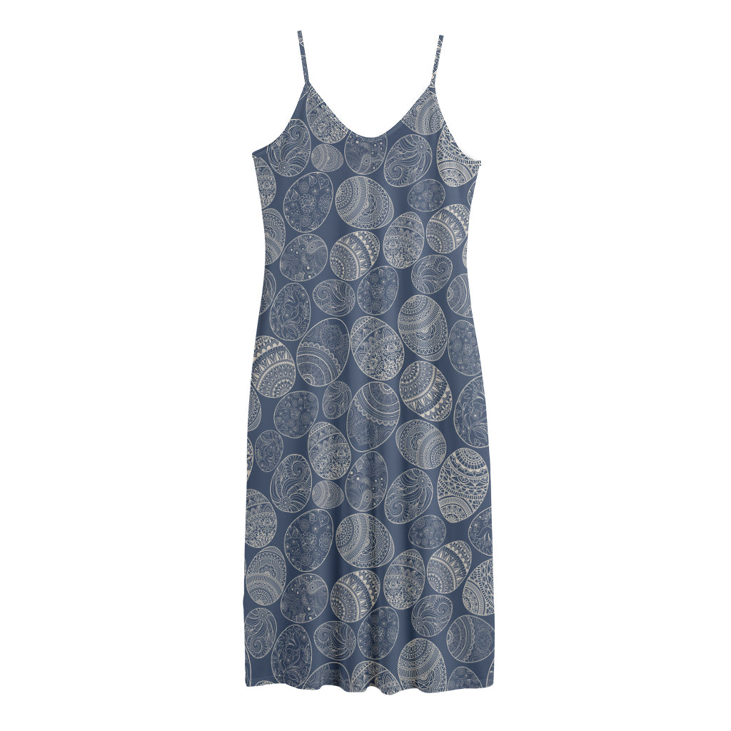 Bohemian Easter Eggs Pattern Print Jersey Midi Cami Dress